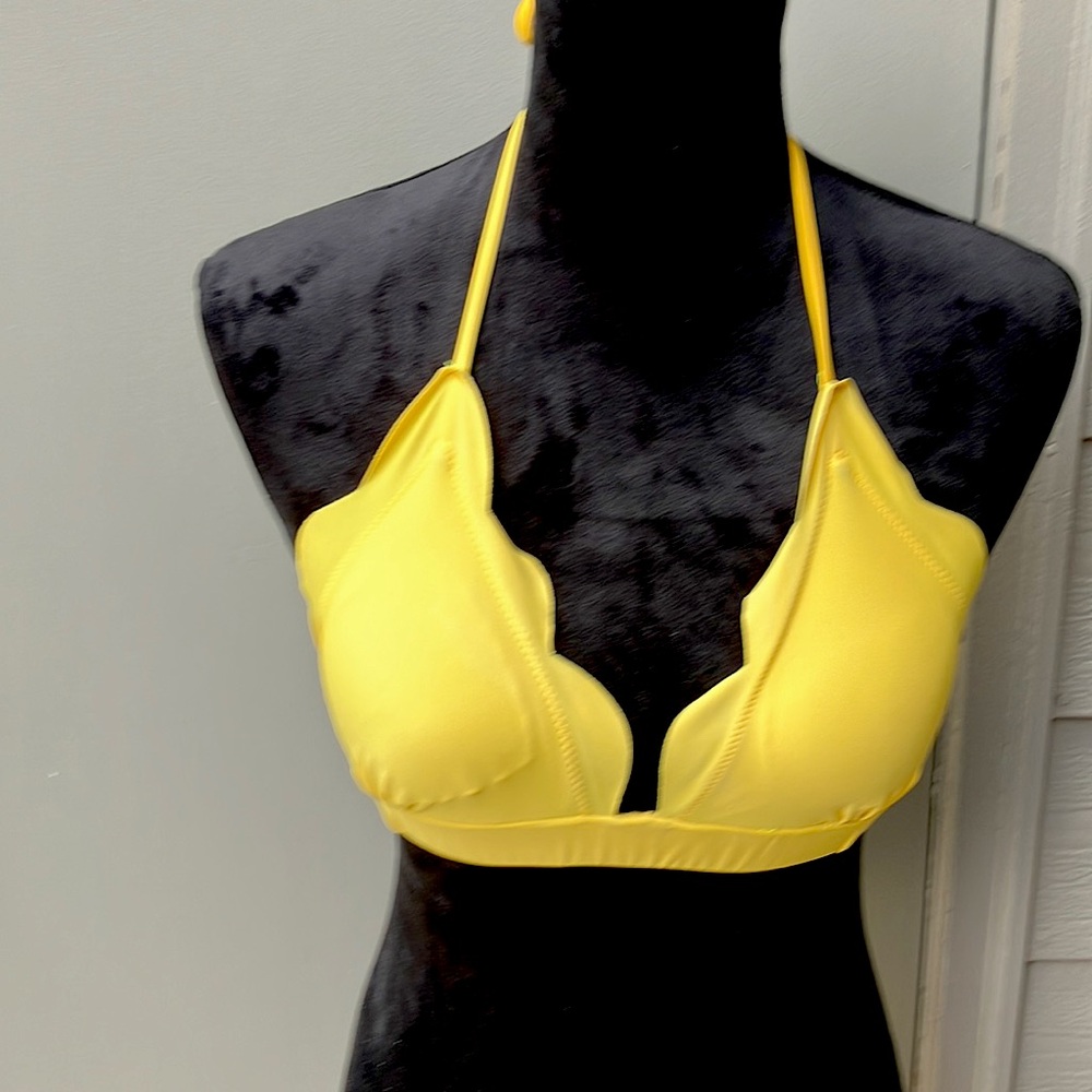 Yellow halter style bikini top size medium